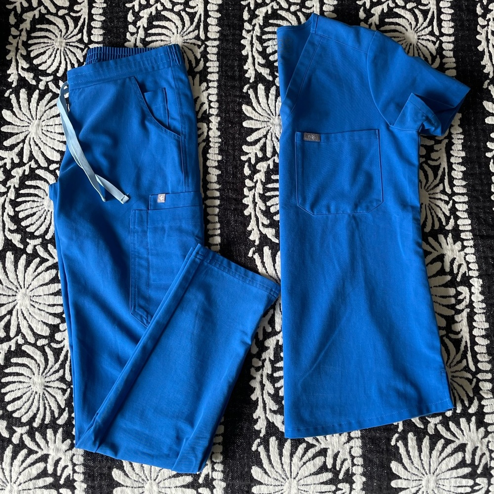 Figs Royal Blue Scrub Set